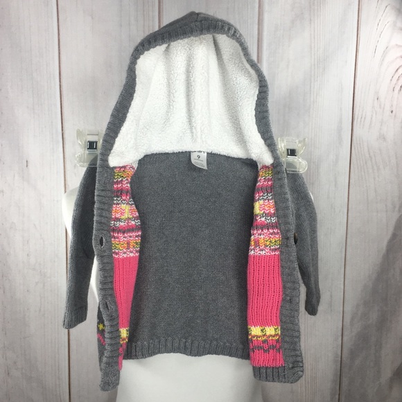 Carter’s Grey Knit Sweater Argyle Baby Girl 9m - Picture 3 of 6